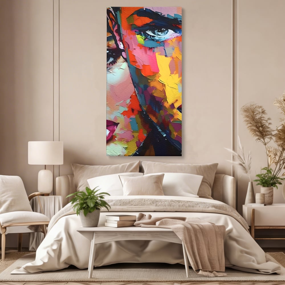 Tablou Canvas Premium LuxCanva® B1113, El Si Ea , Culori, Living, Fata, Baiat, Dormitor, Iubire, Priviri, Chipuri, Culori Vibrante