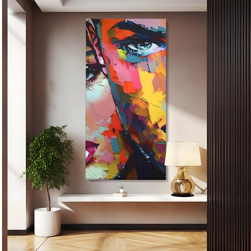 Tablou Canvas Premium LuxCanva® B1113, El Si Ea , Culori, Living, Fata, Baiat, Dormitor, Iubire, Priviri, Chipuri, Culori Vibrante