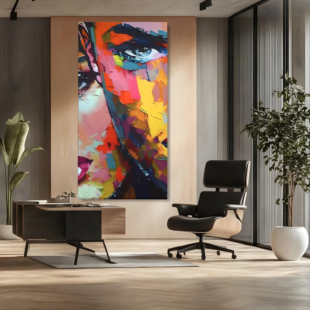 Tablou Canvas Premium LuxCanva® B1113, El Si Ea , Culori, Living, Fata, Baiat, Dormitor, Iubire, Priviri, Chipuri, Culori Vibrante