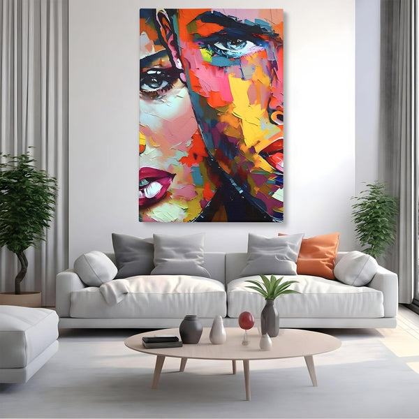 Tablou Canvas Premium LuxCanva® B1113, El Si Ea , Culori, Living, Fata, Baiat, Dormitor, Iubire, Priviri, Chipuri, Culori Vibrante