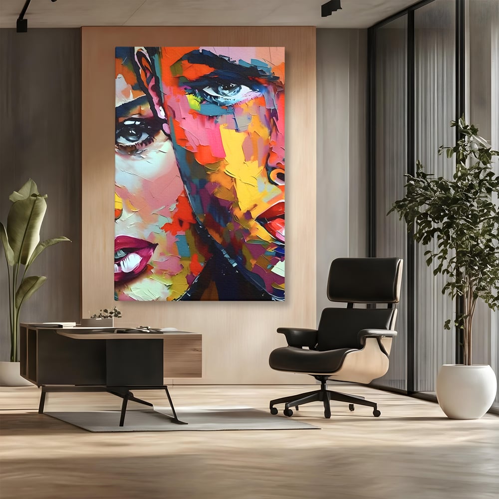 Tablou Canvas Premium LuxCanva® B1113, El Si Ea , Culori, Living, Fata, Baiat, Dormitor, Iubire, Priviri, Chipuri, Culori Vibrante