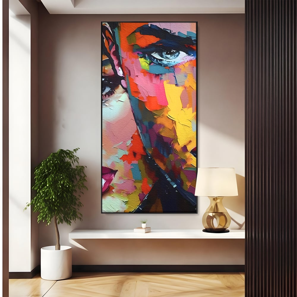 Tablou Canvas Premium LuxCanva® B1113, El Si Ea , Culori, Living, Fata, Baiat, Dormitor, Iubire, Priviri, Chipuri, Culori Vibrante