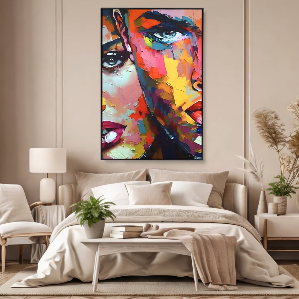 Tablou Canvas Premium LuxCanva® B1113, El Si Ea , Culori, Living, Fata, Baiat, Dormitor, Iubire, Priviri, Chipuri, Culori Vibrante