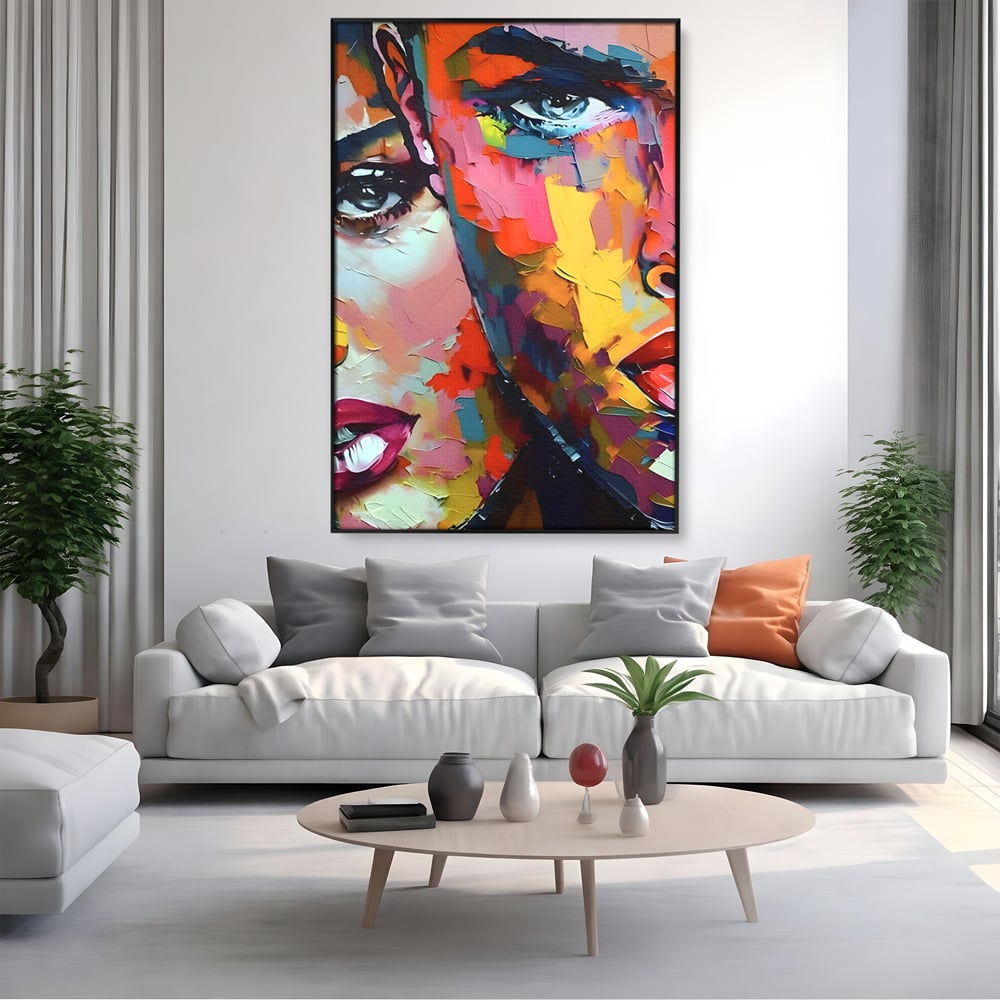 Tablou Canvas Premium LuxCanva® B1113, El Si Ea , Culori, Living, Fata, Baiat, Dormitor, Iubire, Priviri, Chipuri, Culori Vibrante