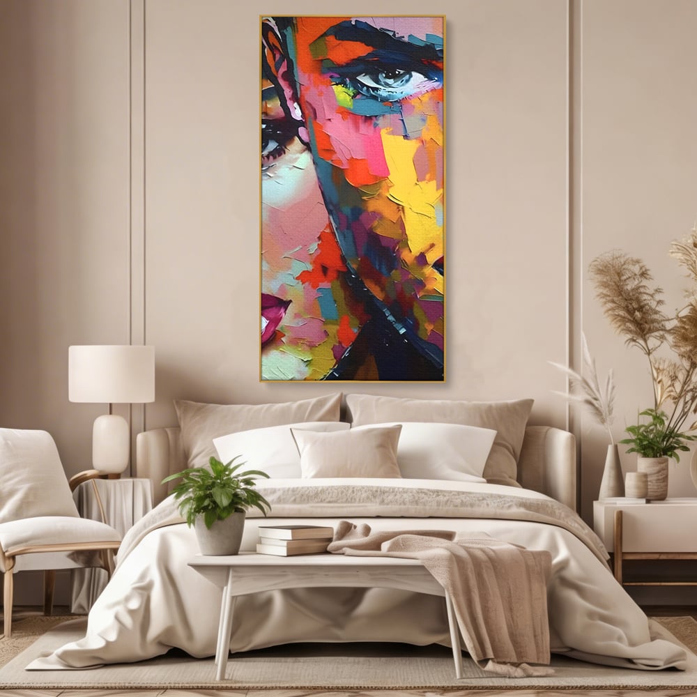 Tablou Canvas Premium LuxCanva® B1113, El Si Ea , Culori, Living, Fata, Baiat, Dormitor, Iubire, Priviri, Chipuri, Culori Vibrante