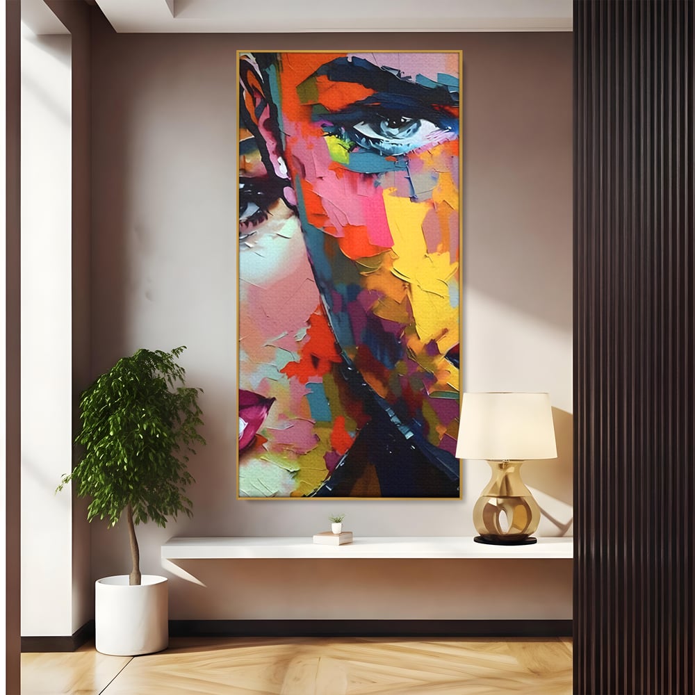Tablou Canvas Premium LuxCanva® B1113, El Si Ea , Culori, Living, Fata, Baiat, Dormitor, Iubire, Priviri, Chipuri, Culori Vibrante
