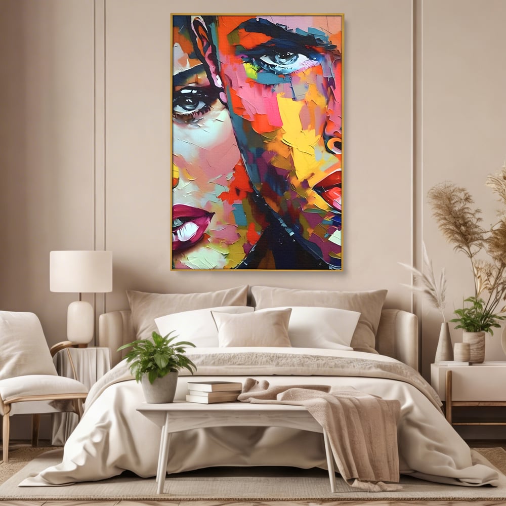 Tablou Canvas Premium LuxCanva® B1113, El Si Ea , Culori, Living, Fata, Baiat, Dormitor, Iubire, Priviri, Chipuri, Culori Vibrante