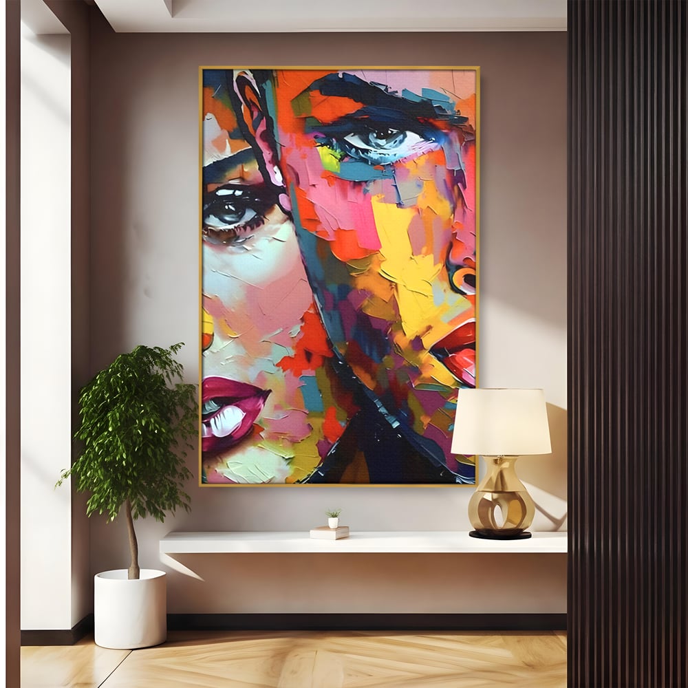Tablou Canvas Premium LuxCanva® B1113, El Si Ea , Culori, Living, Fata, Baiat, Dormitor, Iubire, Priviri, Chipuri, Culori Vibrante