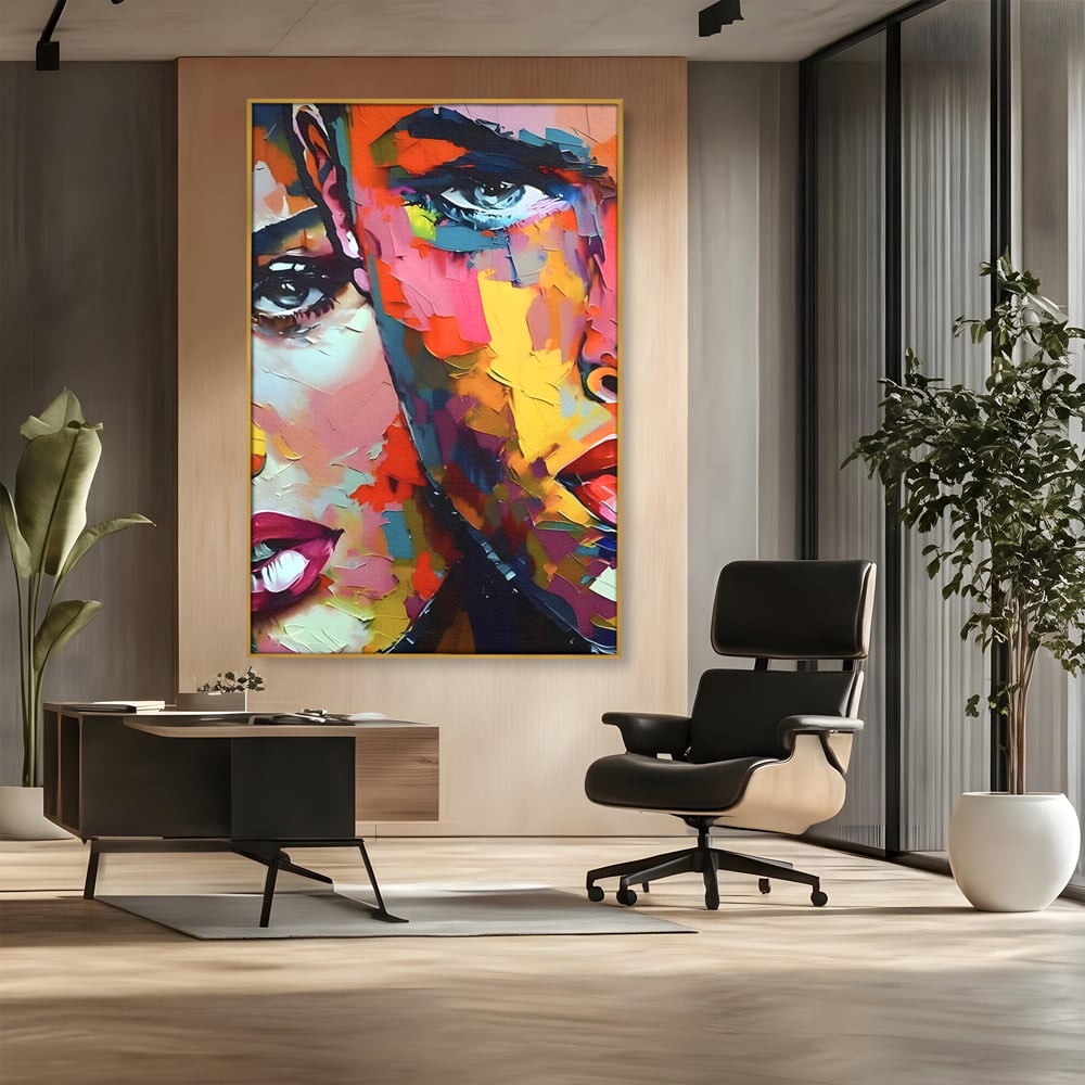 Tablou Canvas Premium LuxCanva® B1113, El Si Ea , Culori, Living, Fata, Baiat, Dormitor, Iubire, Priviri, Chipuri, Culori Vibrante
