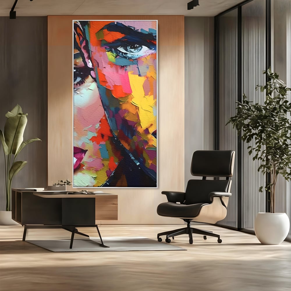 Tablou Canvas Premium LuxCanva® B1113, El Si Ea , Culori, Living, Fata, Baiat, Dormitor, Iubire, Priviri, Chipuri, Culori Vibrante