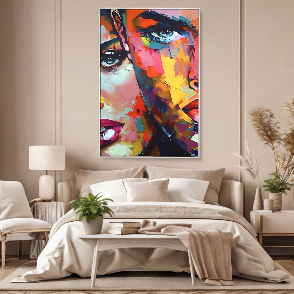 Tablou Canvas Premium LuxCanva® B1113, El Si Ea , Culori, Living, Fata, Baiat, Dormitor, Iubire, Priviri, Chipuri, Culori Vibrante