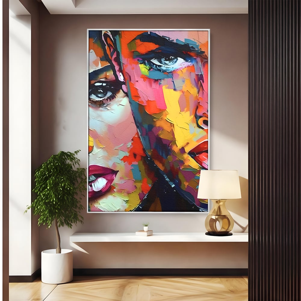 Tablou Canvas Premium LuxCanva® B1113, El Si Ea , Culori, Living, Fata, Baiat, Dormitor, Iubire, Priviri, Chipuri, Culori Vibrante