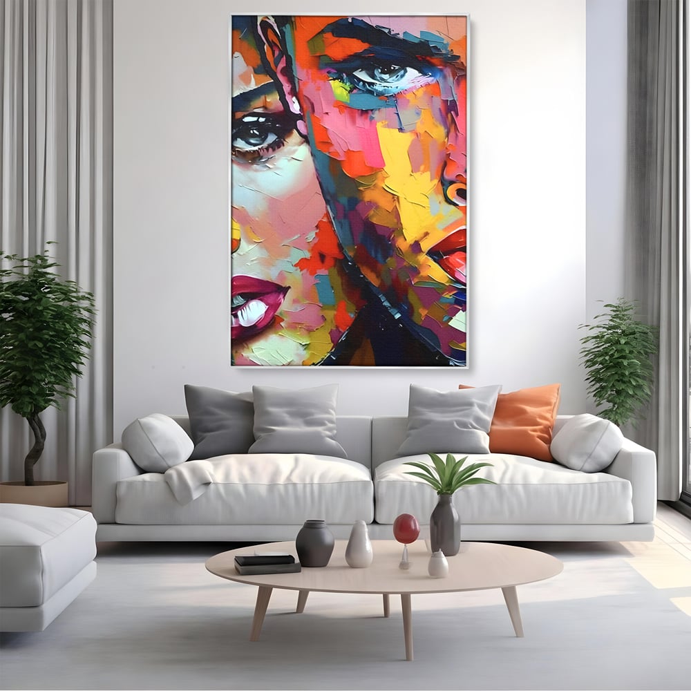 Tablou Canvas Premium LuxCanva® B1113, El Si Ea , Culori, Living, Fata, Baiat, Dormitor, Iubire, Priviri, Chipuri, Culori Vibrante