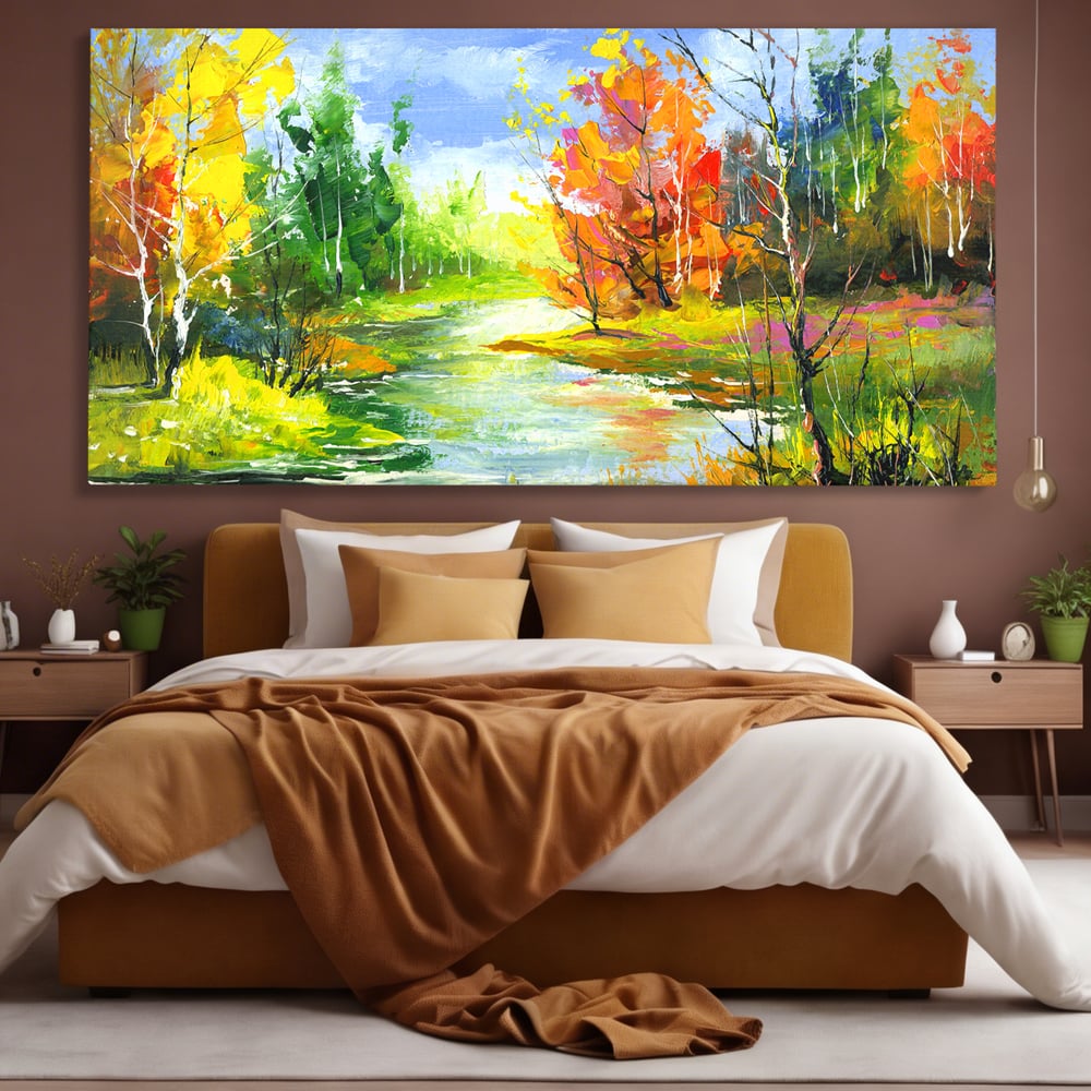 Tablou Canvas Premium LuxCanva® B1115, Frumusetea Naturii , Natura, Dormitor, Padure, Living, Pomi, Culori Vibrante