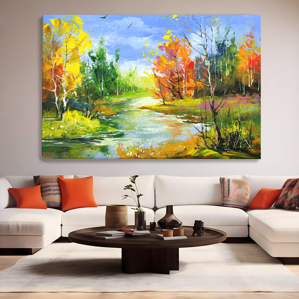 Tablou Canvas Premium LuxCanva® B1115, Frumusetea Naturii , Natura, Dormitor, Padure, Living, Pomi, Culori Vibrante
