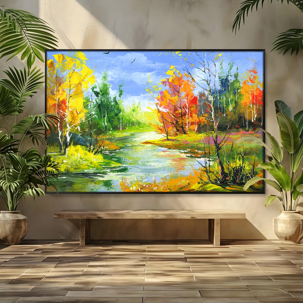 Tablou Canvas Premium LuxCanva® B1115, Frumusetea Naturii , Natura, Dormitor, Padure, Living, Pomi, Culori Vibrante