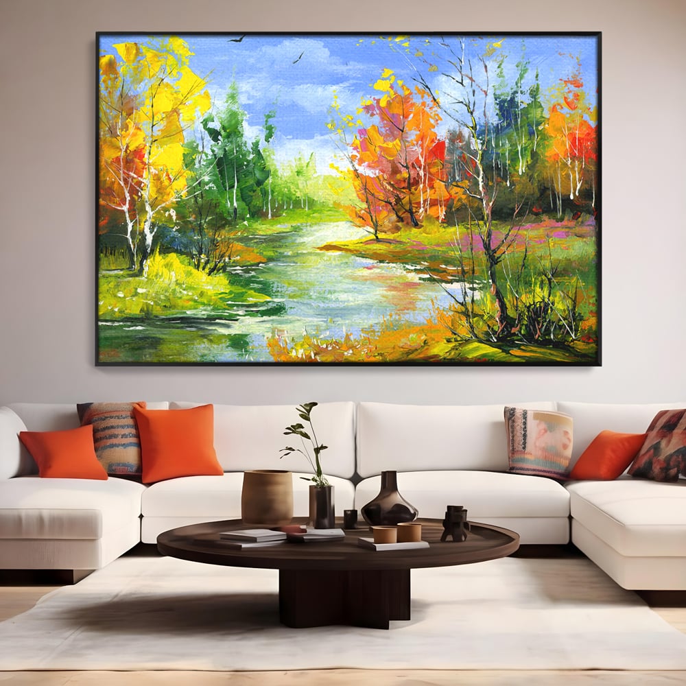 Tablou Canvas Premium LuxCanva® B1115, Frumusetea Naturii , Natura, Dormitor, Padure, Living, Pomi, Culori Vibrante