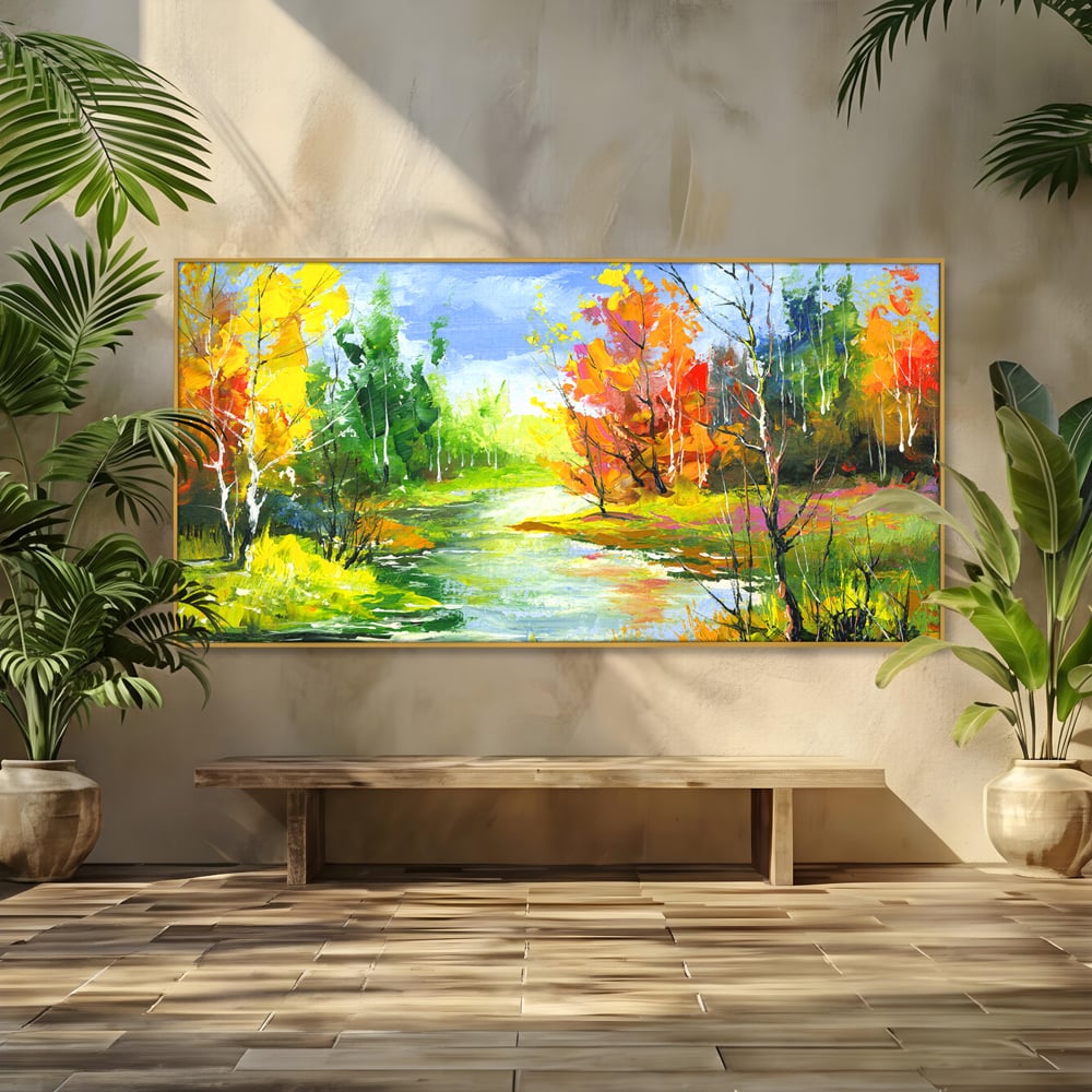 Tablou Canvas Premium LuxCanva® B1115, Frumusetea Naturii , Natura, Dormitor, Padure, Living, Pomi, Culori Vibrante
