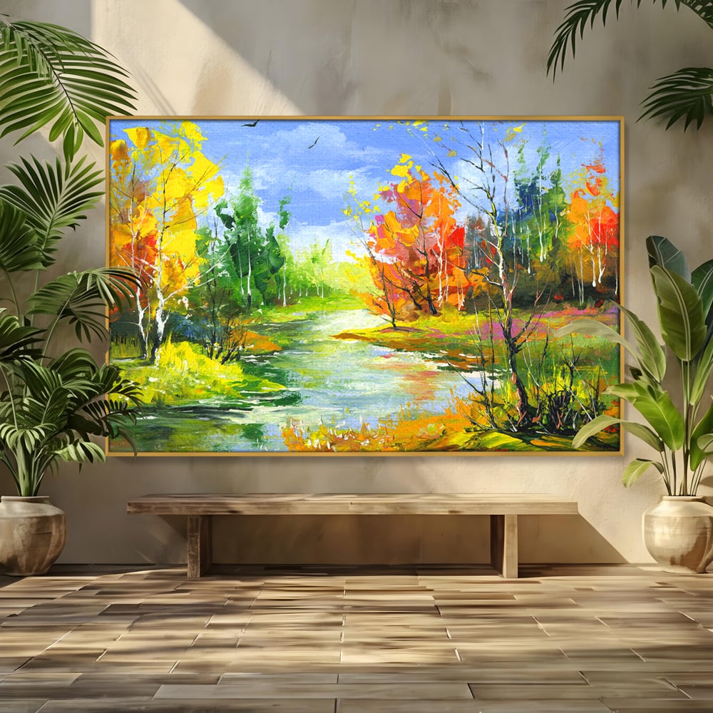 Tablou Canvas Premium LuxCanva® B1115, Frumusetea Naturii , Natura, Dormitor, Padure, Living, Pomi, Culori Vibrante