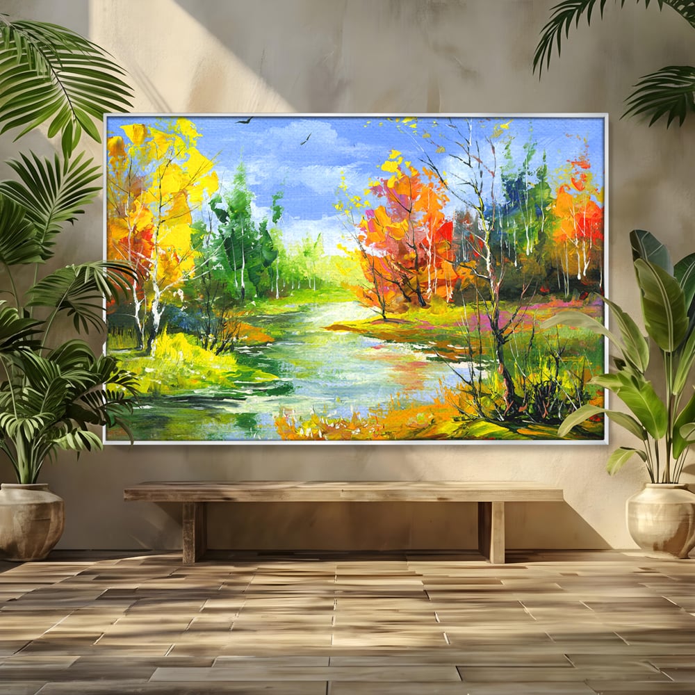 Tablou Canvas Premium LuxCanva® B1115, Frumusetea Naturii , Natura, Dormitor, Padure, Living, Pomi, Culori Vibrante
