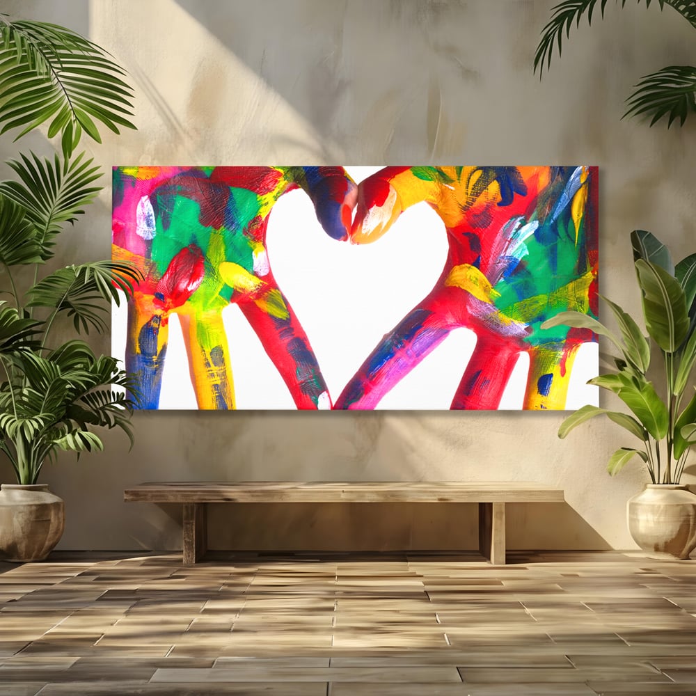 Tablou Canvas Premium LuxCanva® B1117, Loving Hands ,  Living, Inima, Maini, Dragoste, Iubiti, Sentimente, Culori Vibrante