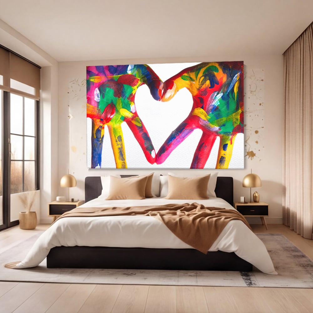 Tablou Canvas Premium LuxCanva® B1117, Loving Hands ,  Living, Inima, Maini, Dragoste, Iubiti, Sentimente, Culori Vibrante