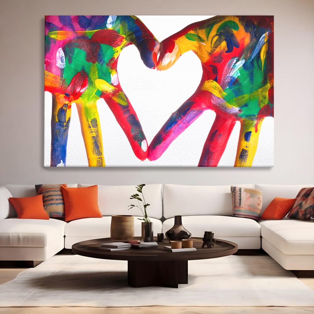 Tablou Canvas Premium LuxCanva® B1117, Loving Hands ,  Living, Inima, Maini, Dragoste, Iubiti, Sentimente, Culori Vibrante
