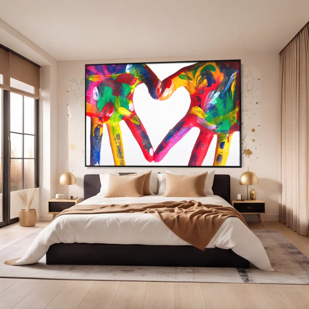 Tablou Canvas Premium LuxCanva® B1117, Loving Hands ,  Living, Inima, Maini, Dragoste, Iubiti, Sentimente, Culori Vibrante