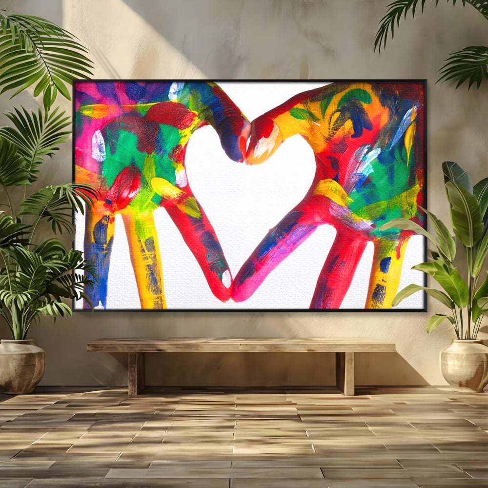Tablou Canvas Premium LuxCanva® B1117, Loving Hands ,  Living, Inima, Maini, Dragoste, Iubiti, Sentimente, Culori Vibrante