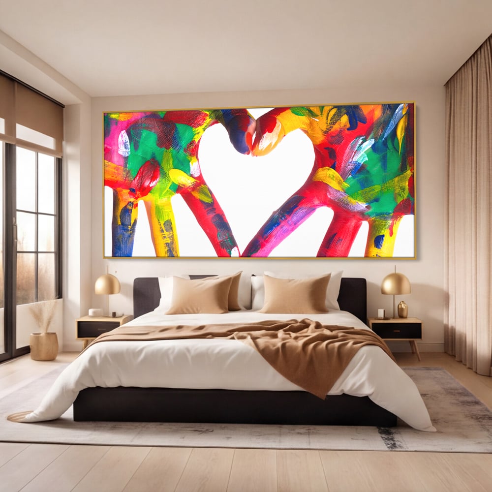 Tablou Canvas Premium LuxCanva® B1117, Loving Hands ,  Living, Inima, Maini, Dragoste, Iubiti, Sentimente, Culori Vibrante