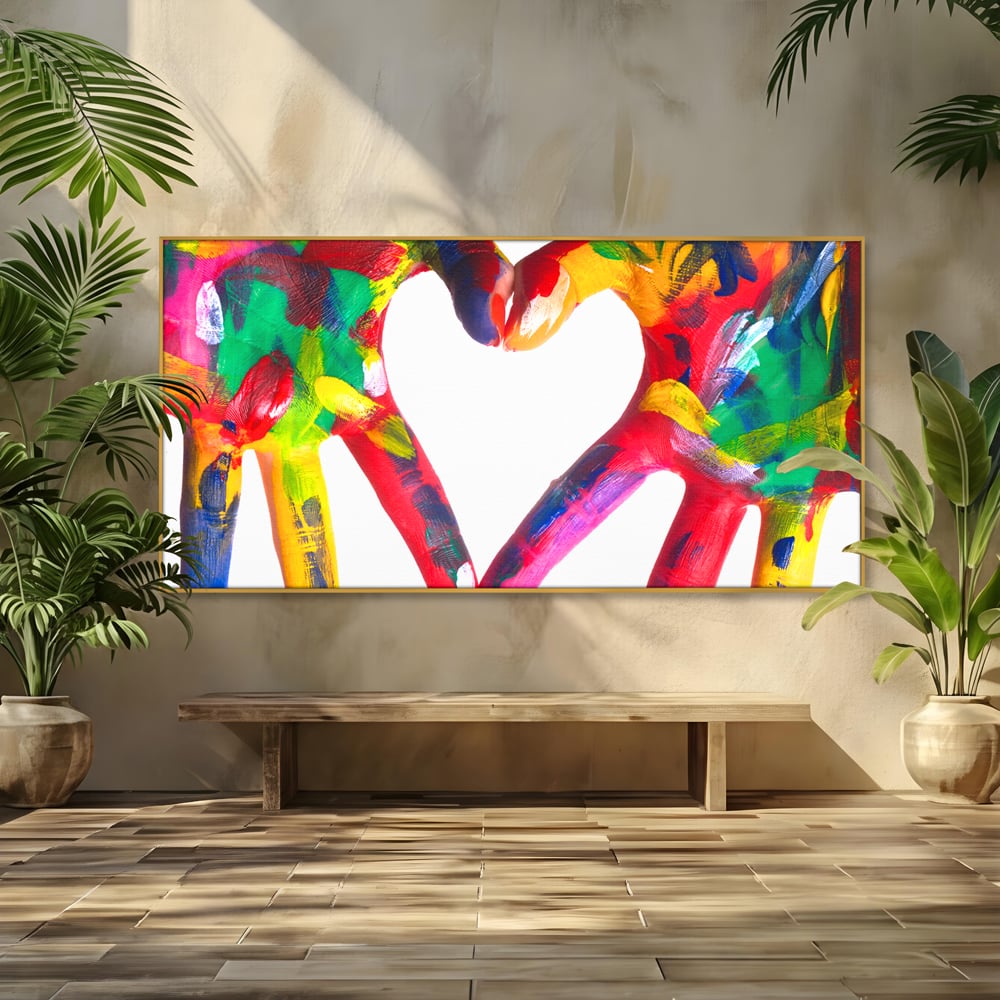 Tablou Canvas Premium LuxCanva® B1117, Loving Hands ,  Living, Inima, Maini, Dragoste, Iubiti, Sentimente, Culori Vibrante