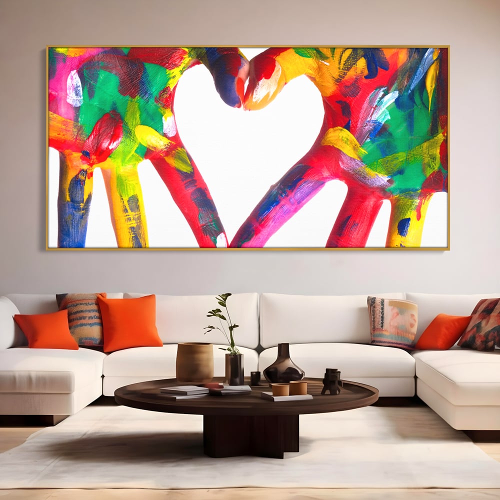 Tablou Canvas Premium LuxCanva® B1117, Loving Hands ,  Living, Inima, Maini, Dragoste, Iubiti, Sentimente, Culori Vibrante