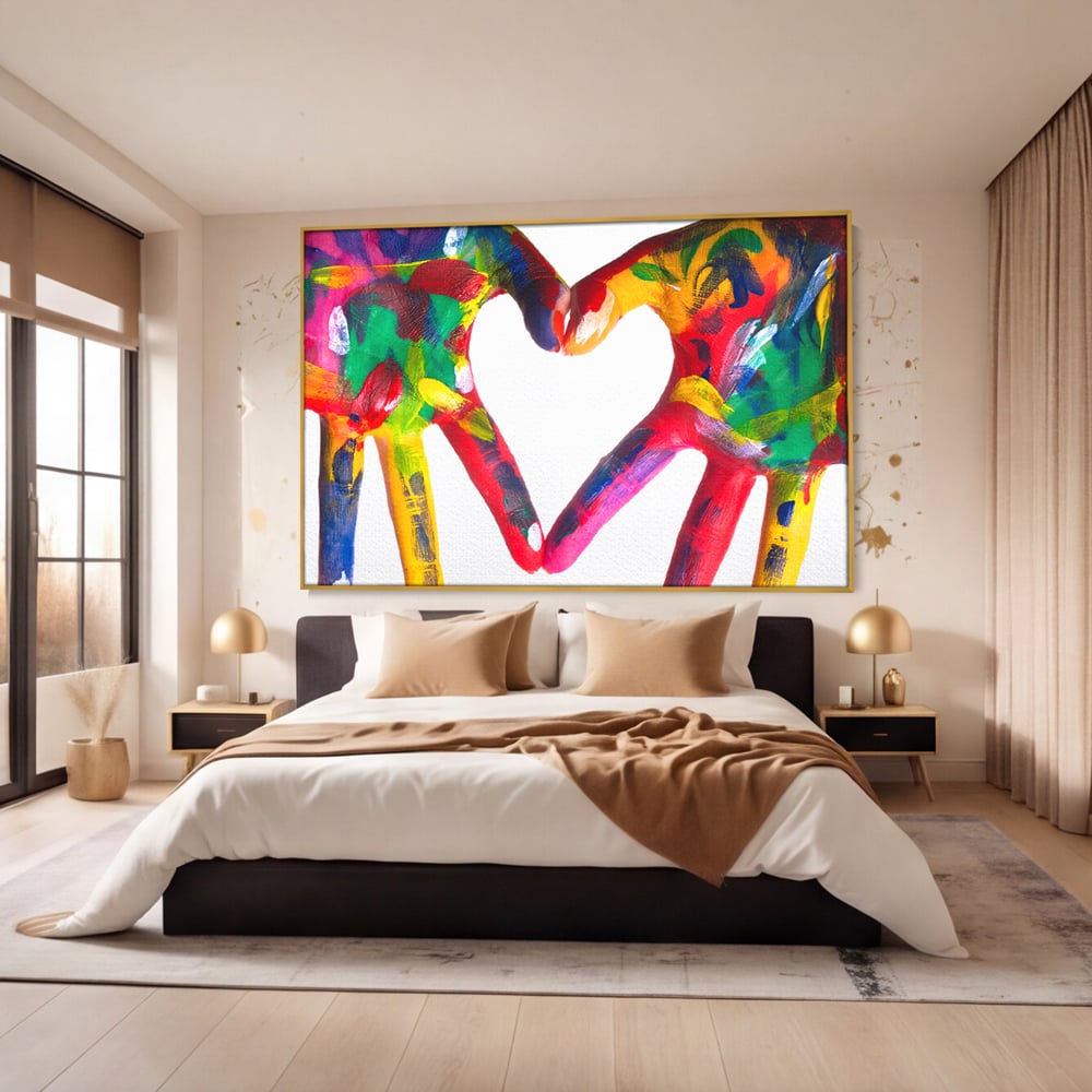 Tablou Canvas Premium LuxCanva® B1117, Loving Hands ,  Living, Inima, Maini, Dragoste, Iubiti, Sentimente, Culori Vibrante