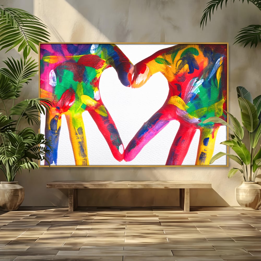 Tablou Canvas Premium LuxCanva® B1117, Loving Hands ,  Living, Inima, Maini, Dragoste, Iubiti, Sentimente, Culori Vibrante