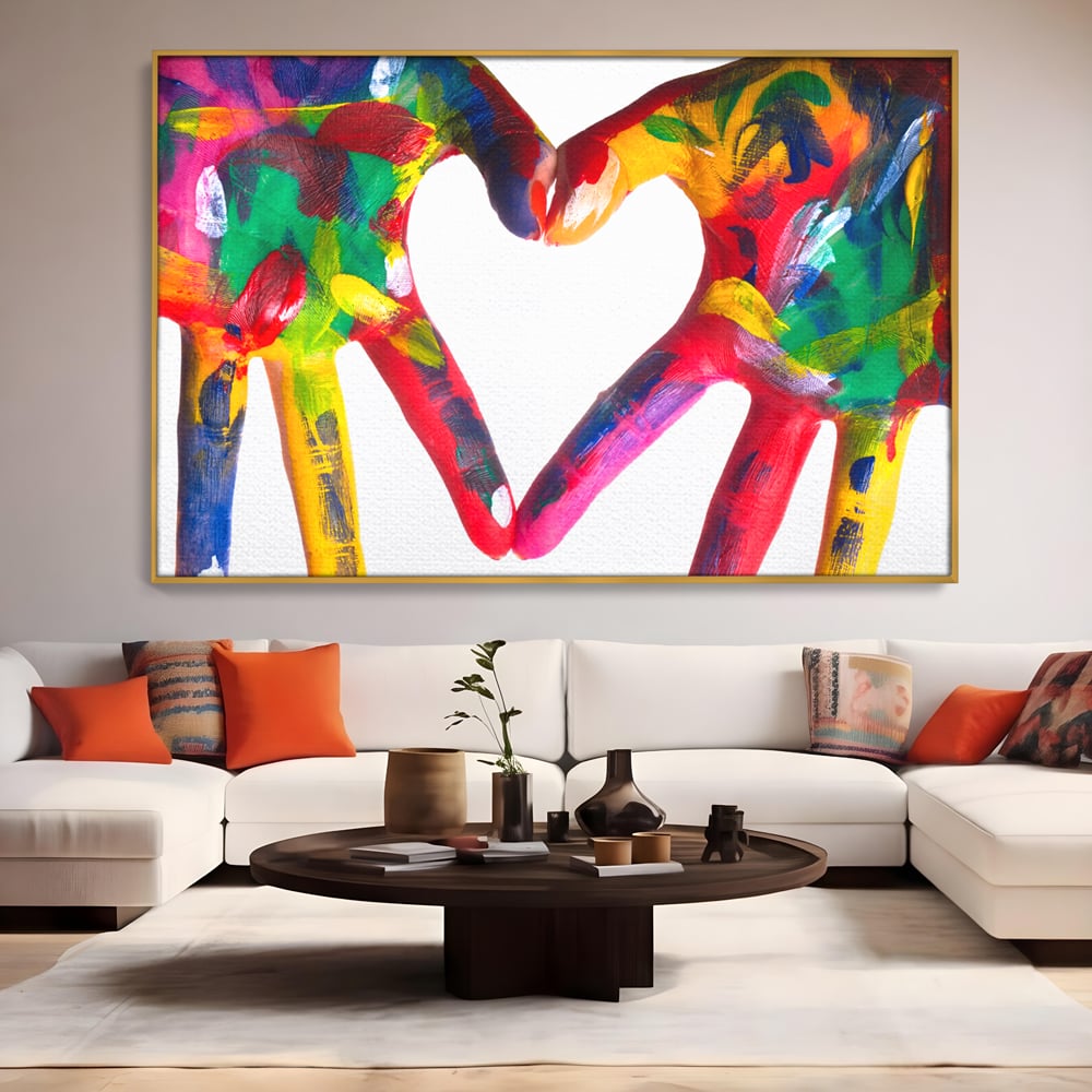 Tablou Canvas Premium LuxCanva® B1117, Loving Hands ,  Living, Inima, Maini, Dragoste, Iubiti, Sentimente, Culori Vibrante