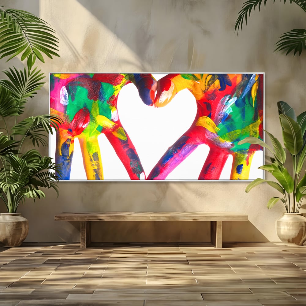 Tablou Canvas Premium LuxCanva® B1117, Loving Hands ,  Living, Inima, Maini, Dragoste, Iubiti, Sentimente, Culori Vibrante