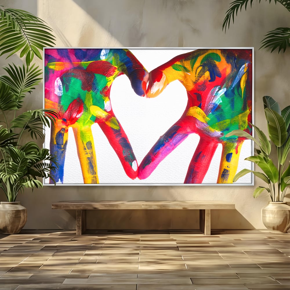 Tablou Canvas Premium LuxCanva® B1117, Loving Hands ,  Living, Inima, Maini, Dragoste, Iubiti, Sentimente, Culori Vibrante