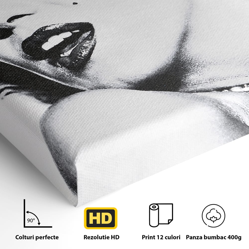 Tablou Canvas Premium LuxCanva® B1118, The Amazing Marilyn Monroe ,Living, Blonda, Actrita, Sex Simbol, PlayBoy, Dormitor, Alb Si Negru