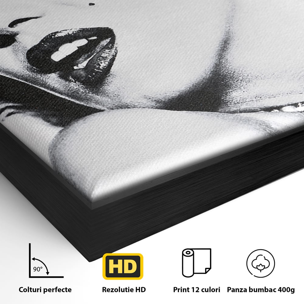 Tablou Canvas Premium LuxCanva® B1118, The Amazing Marilyn Monroe ,Living, Blonda, Actrita, Sex Simbol, PlayBoy, Dormitor, Alb Si Negru