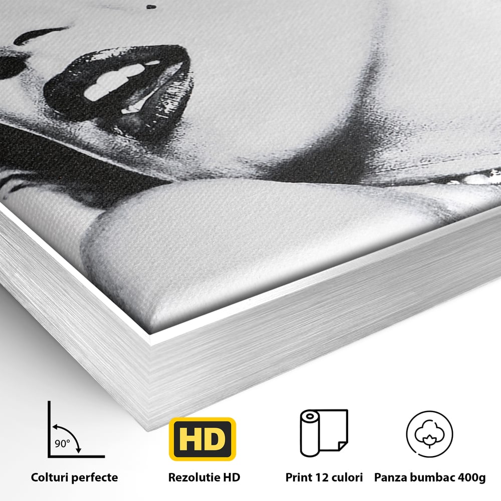 Tablou Canvas Premium LuxCanva® B1118, The Amazing Marilyn Monroe ,Living, Blonda, Actrita, Sex Simbol, PlayBoy, Dormitor, Alb Si Negru