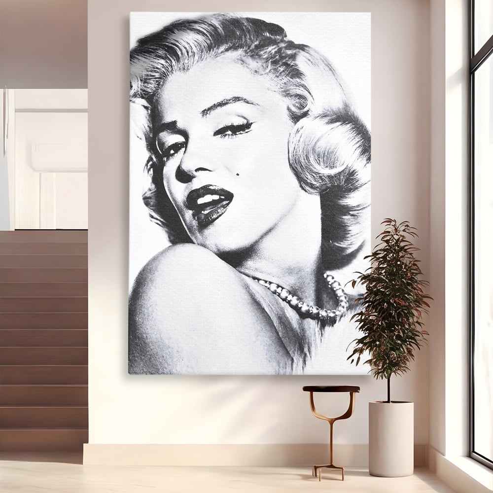 Tablou Canvas Premium LuxCanva® B1118, The Amazing Marilyn Monroe ,Living, Blonda, Actrita, Sex Simbol, PlayBoy, Dormitor, Alb Si Negru