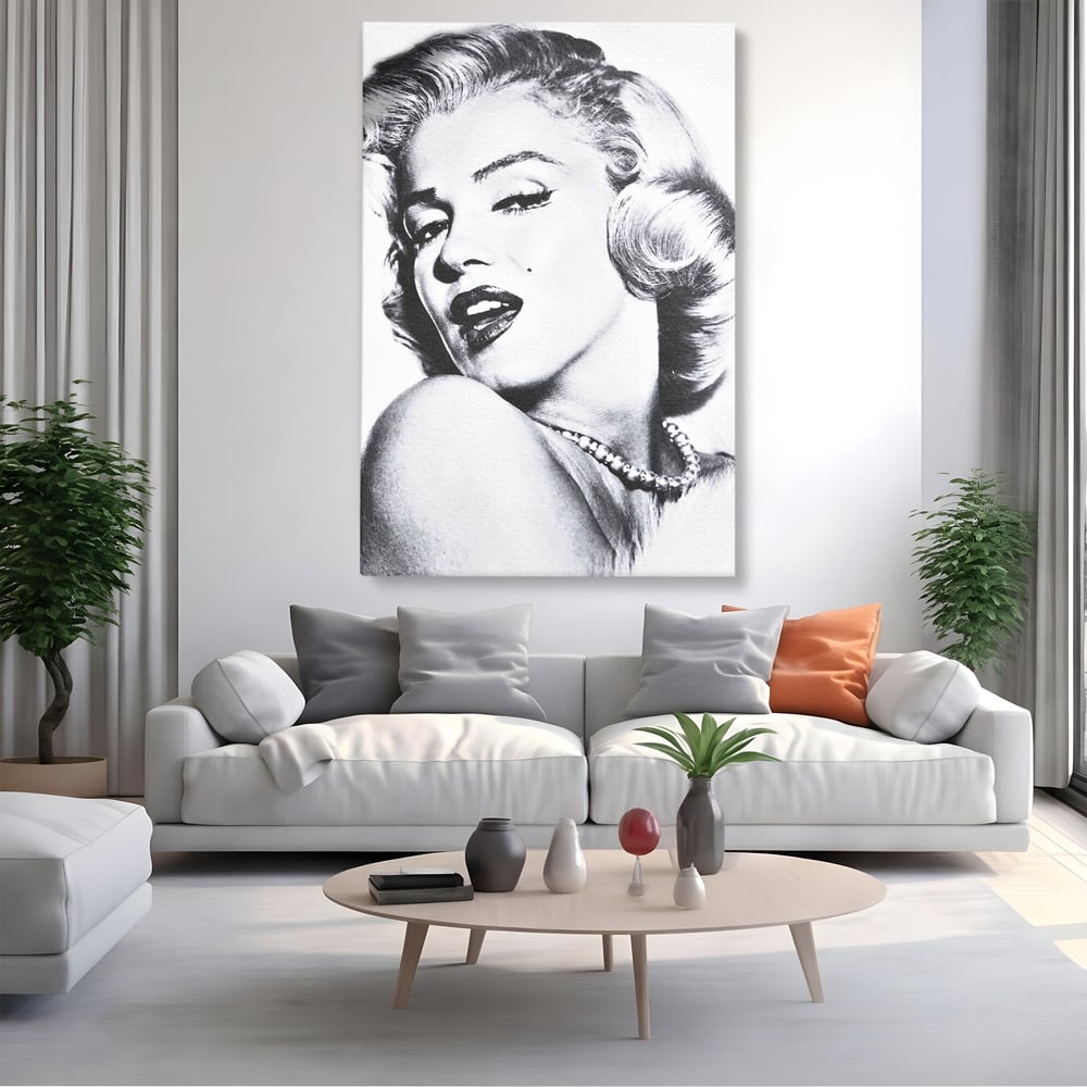 Tablou Canvas Premium LuxCanva® B1118, The Amazing Marilyn Monroe ,Living, Blonda, Actrita, Sex Simbol, PlayBoy, Dormitor, Alb Si Negru