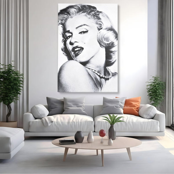 Tablou Canvas Premium LuxCanva® B1118, The Amazing Marilyn Monroe ,Living, Blonda, Actrita, Sex Simbol, PlayBoy, Dormitor, Alb Si Negru