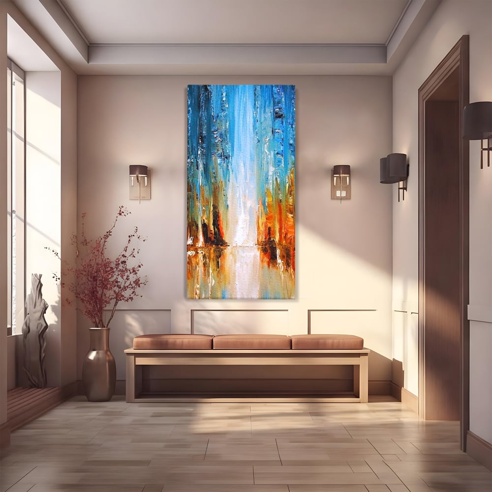 Tablou Canvas Premium LuxCanva® B1120, Abstract Cascade , Living, Abstract, Cascada, Albastru, Dormitor, Liniste, Culori Vibrante