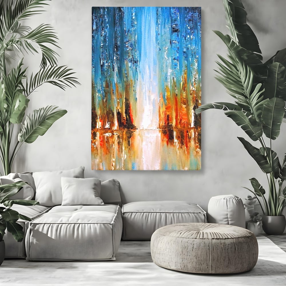 Tablou Canvas Premium LuxCanva® B1120, Abstract Cascade , Living, Abstract, Cascada, Albastru, Dormitor, Liniste, Culori Vibrante