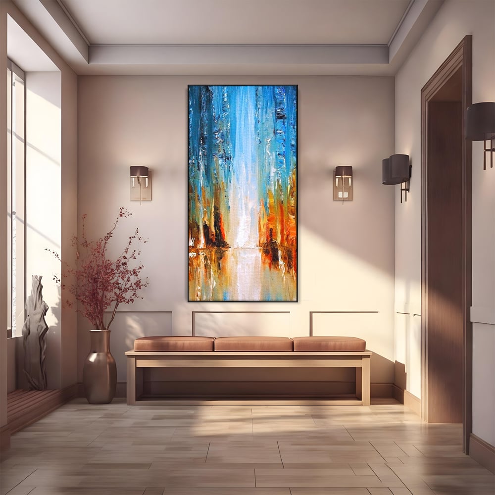 Tablou Canvas Premium LuxCanva® B1120, Abstract Cascade , Living, Abstract, Cascada, Albastru, Dormitor, Liniste, Culori Vibrante