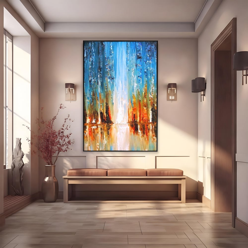 Tablou Canvas Premium LuxCanva® B1120, Abstract Cascade , Living, Abstract, Cascada, Albastru, Dormitor, Liniste, Culori Vibrante