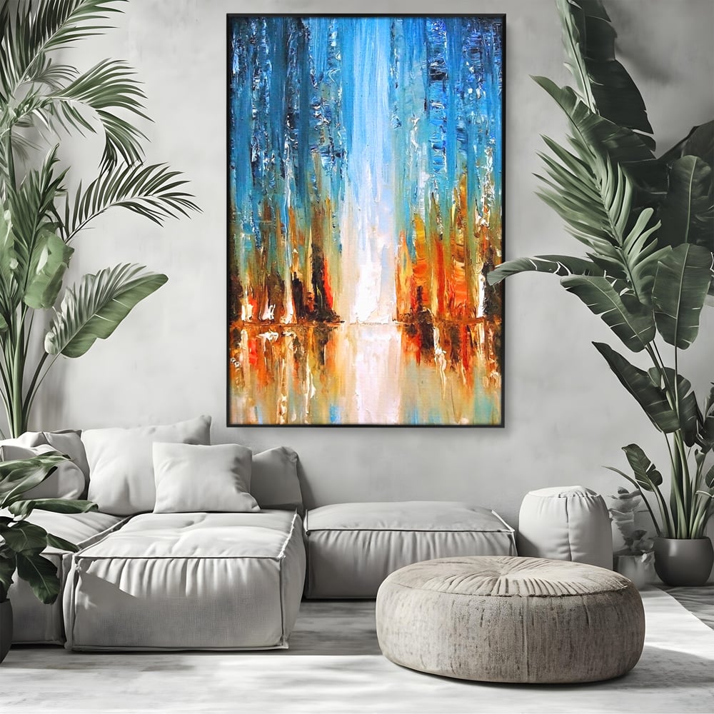 Tablou Canvas Premium LuxCanva® B1120, Abstract Cascade , Living, Abstract, Cascada, Albastru, Dormitor, Liniste, Culori Vibrante