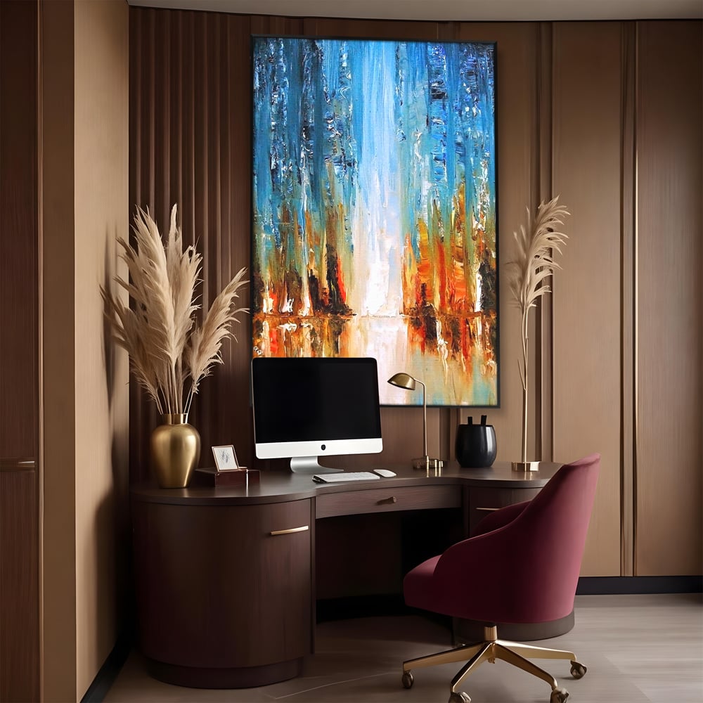 Tablou Canvas Premium LuxCanva® B1120, Abstract Cascade , Living, Abstract, Cascada, Albastru, Dormitor, Liniste, Culori Vibrante