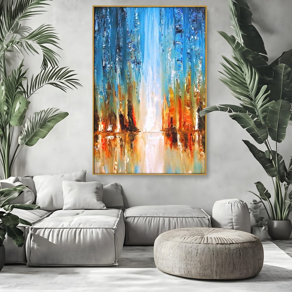 Tablou Canvas Premium LuxCanva® B1120, Abstract Cascade , Living, Abstract, Cascada, Albastru, Dormitor, Liniste, Culori Vibrante